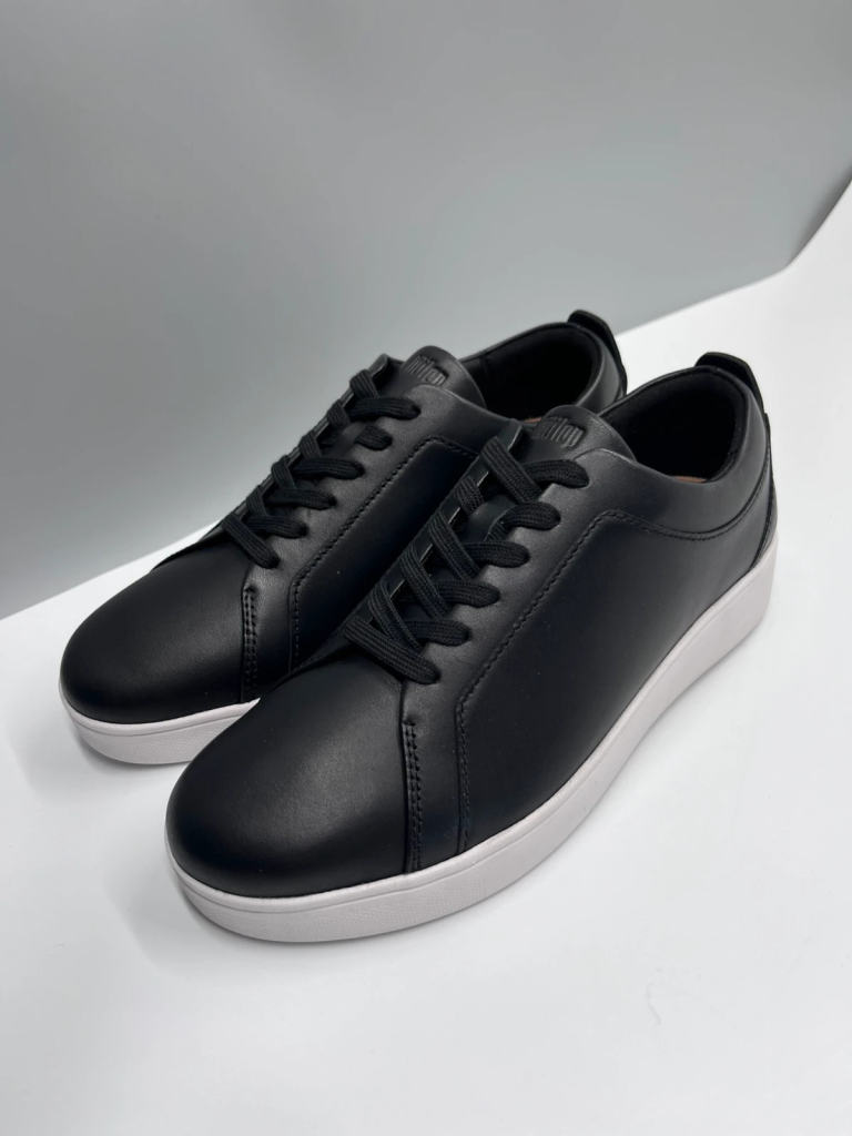 £110 RRP - FitFlop Rally Women's Black Leather Trainers UK 6 / EU 39