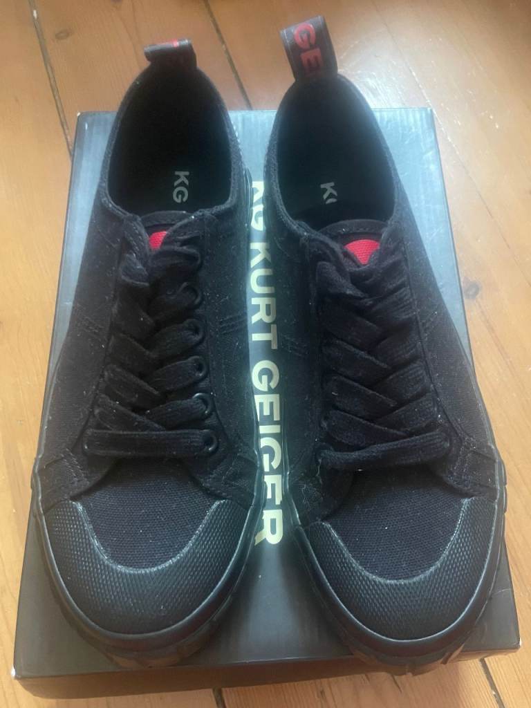 Kurt Geiger Black Canvas Trainers – As Good As New Worn Once with Box