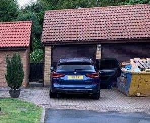 2 off Electric Garage Doors Aluminium up and over aluminium in excellent condition with steel rsj