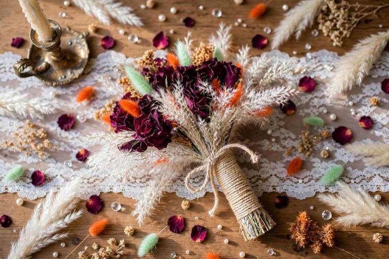 Complete Wedding Flower Set  Bridal & Bridesmaid Dried BouquetsBoutonnieres