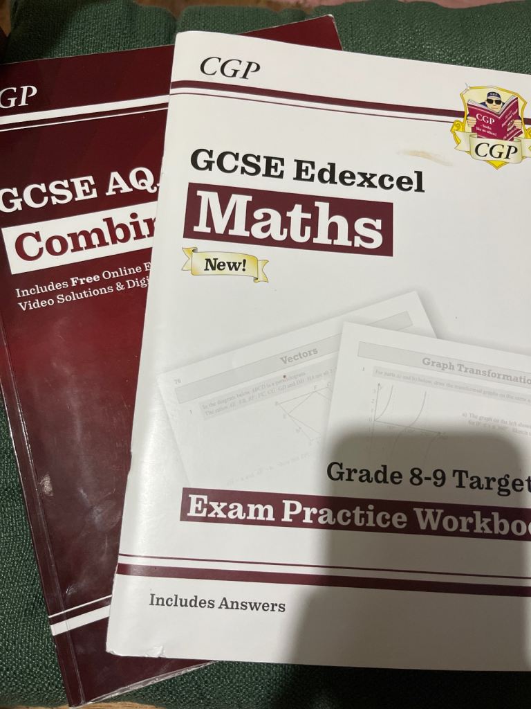 GCSE Higher Maths Workbook and Science Revision Guides x2