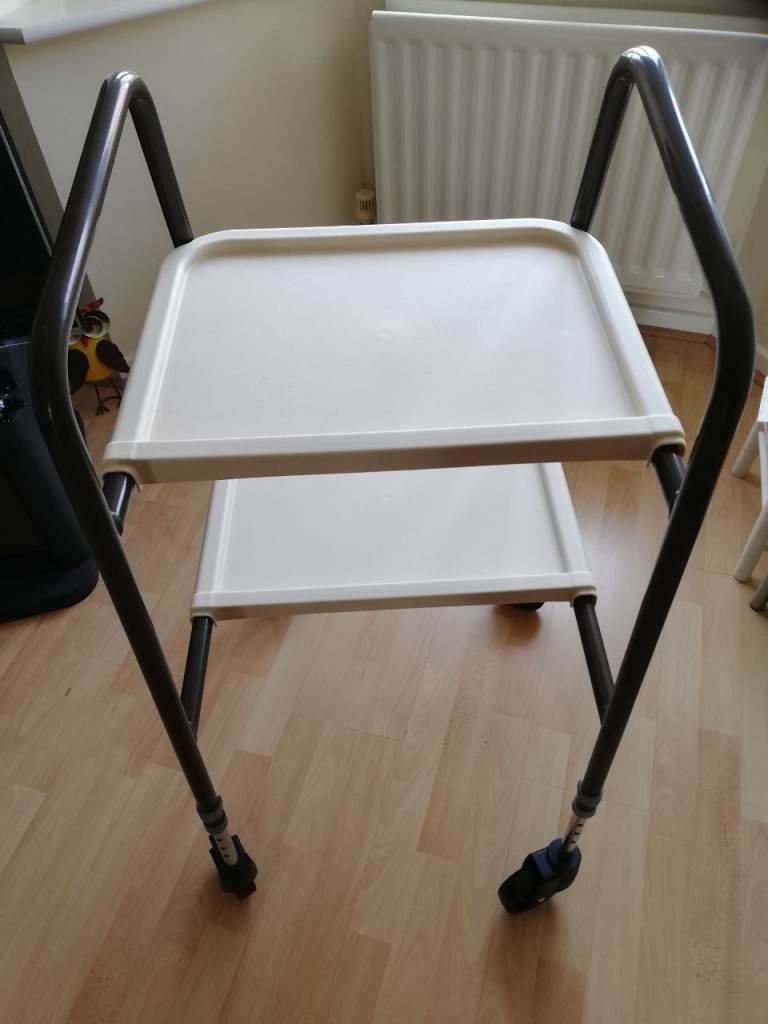 Cream Two-Tier Serving Trolley on Wheels