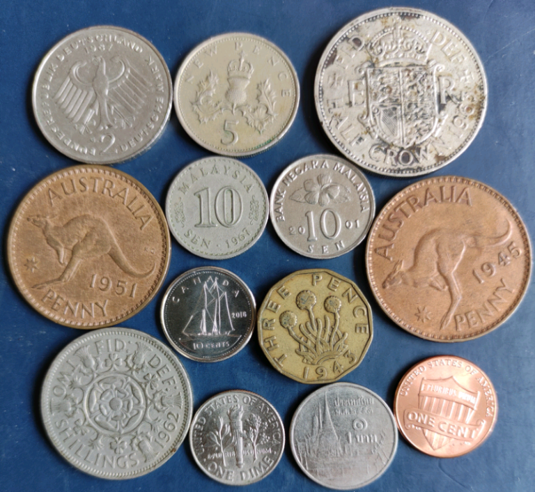 13 MIX UK,AUSTRALIA,USA,Canada,Deuchland,Thailand,COINS
