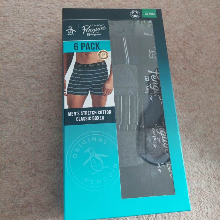Penguin Men's Stretch Cotton Classic Boxer Shorts – 6 Pack X-Large, New