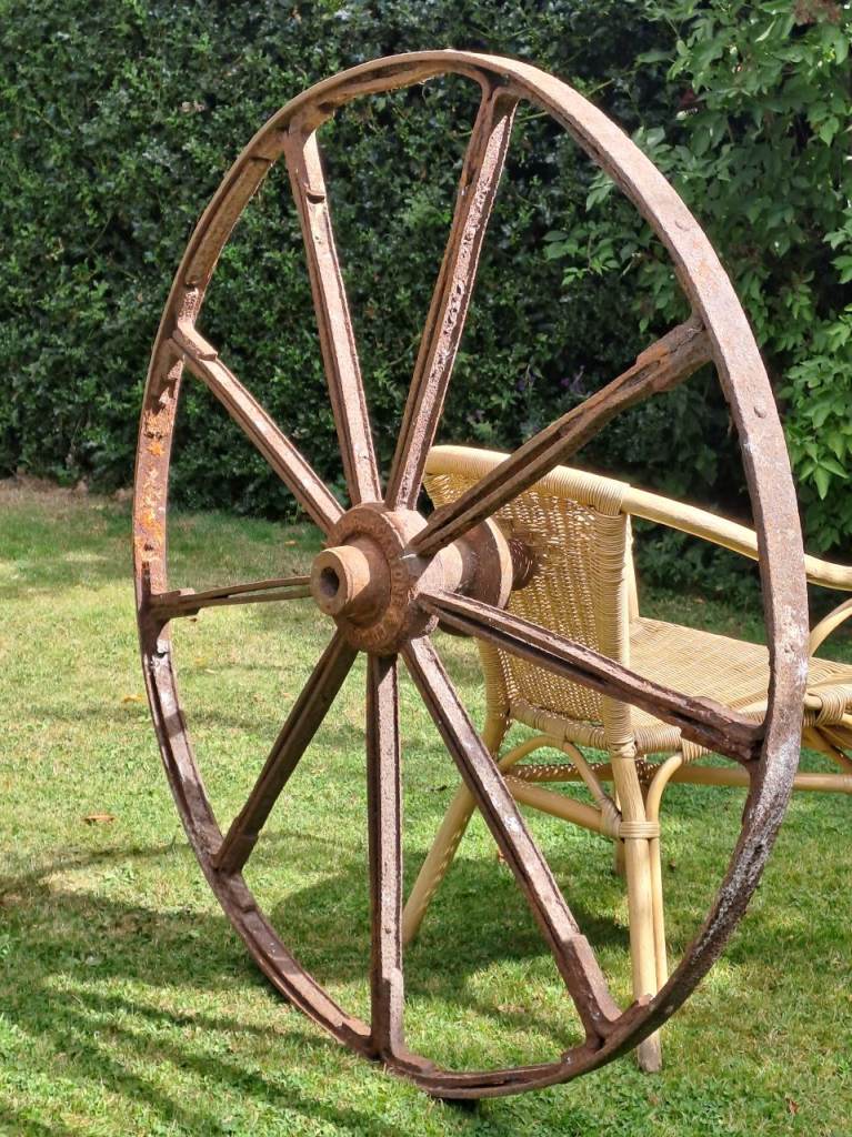 large 125cm vintage iron cart wheel 