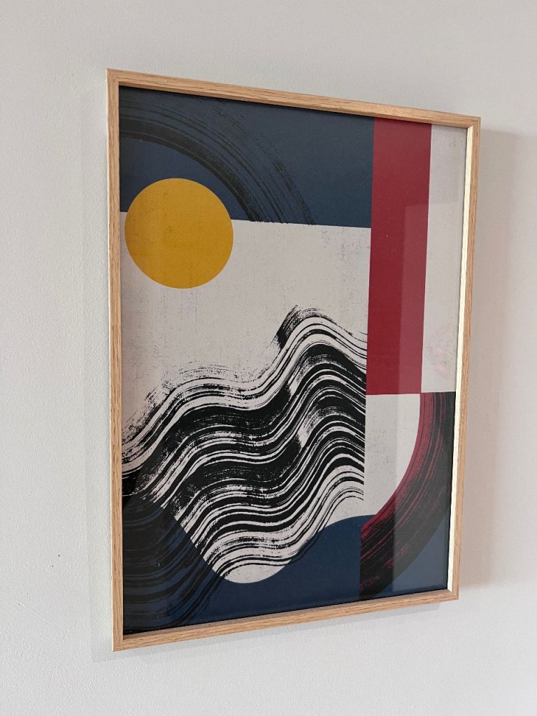 Framed Abstract Art Print – Wood Frame – Approx. 43cm x 31cm 