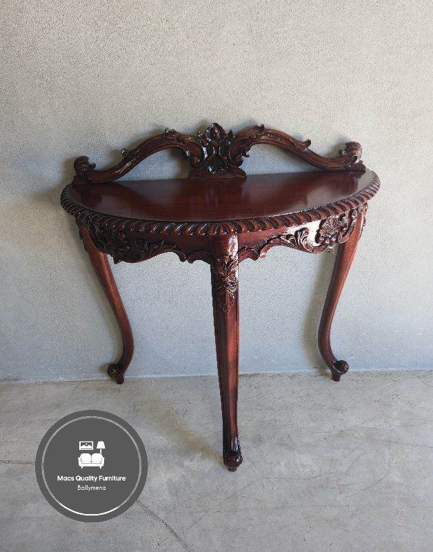 Fabulous Quality Carved Mahogany Half-moon Console Table/hall Table