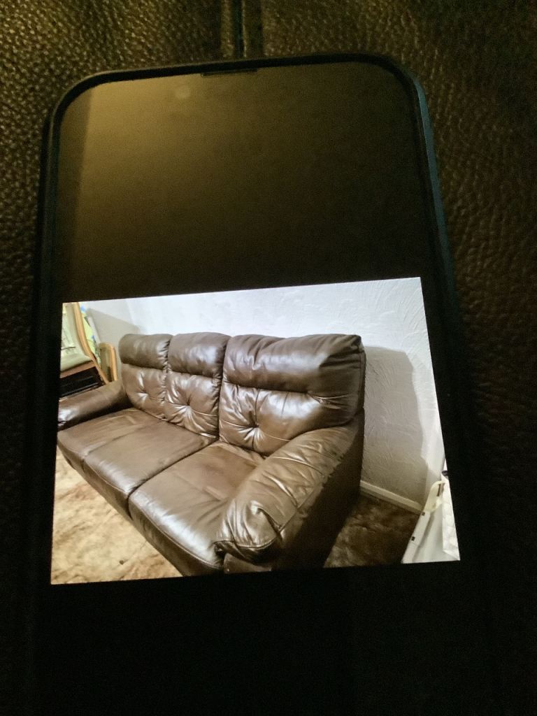 Brown Leather Three Seater Settee and recliner chair