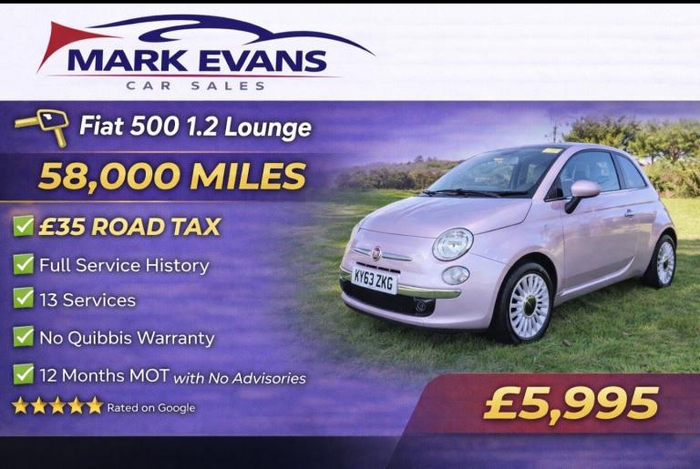 2013 Fiat 500 1.2 Lounge 3dr [Start Stop] HATCHBACK Petrol Manual
