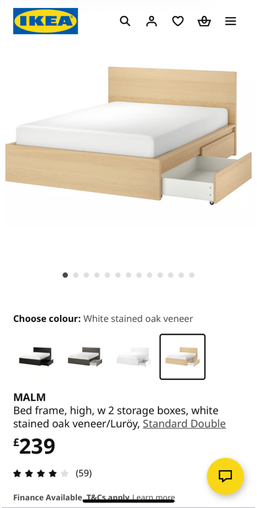 IKEA king size bed frame MALM