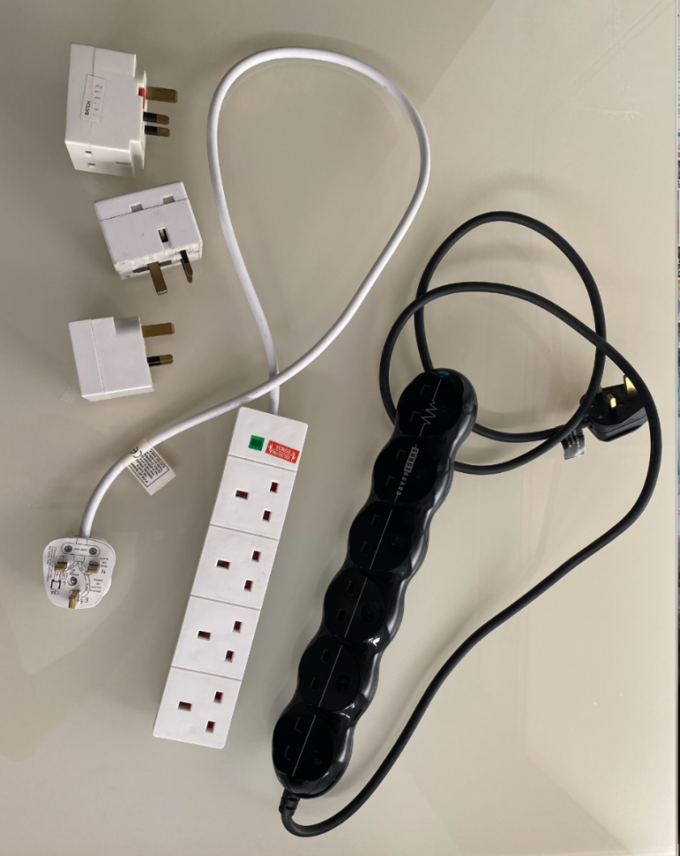x2 Extension Leads and x3 Socket adaptors - Very Good Condition