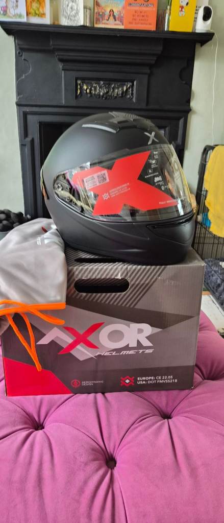 Axor Rage Full Face Moto Motorcycle Motorbike Helmet Matt Black - size m