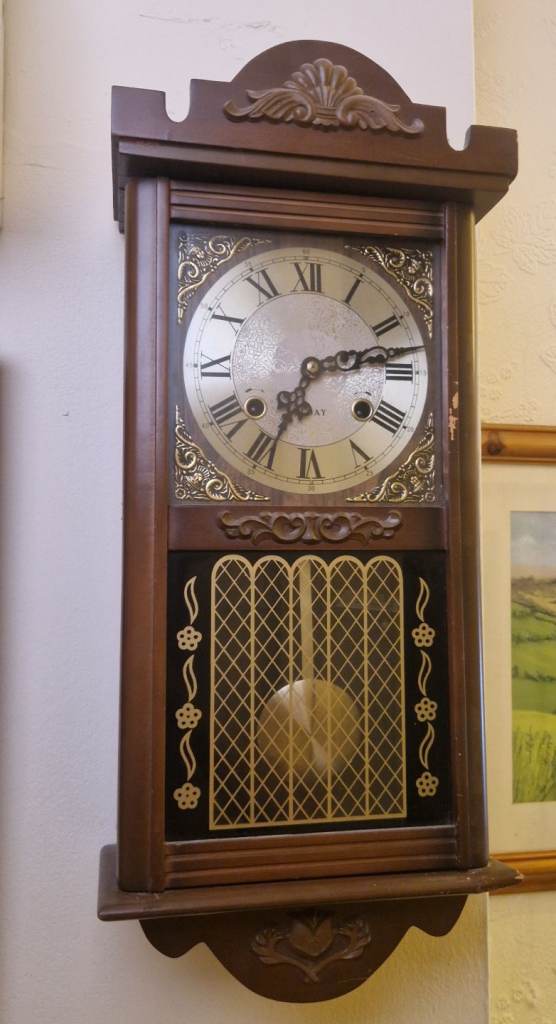 Vintage Pendulum Wall Clock Westminster Chime Wooden Case Spares Repair