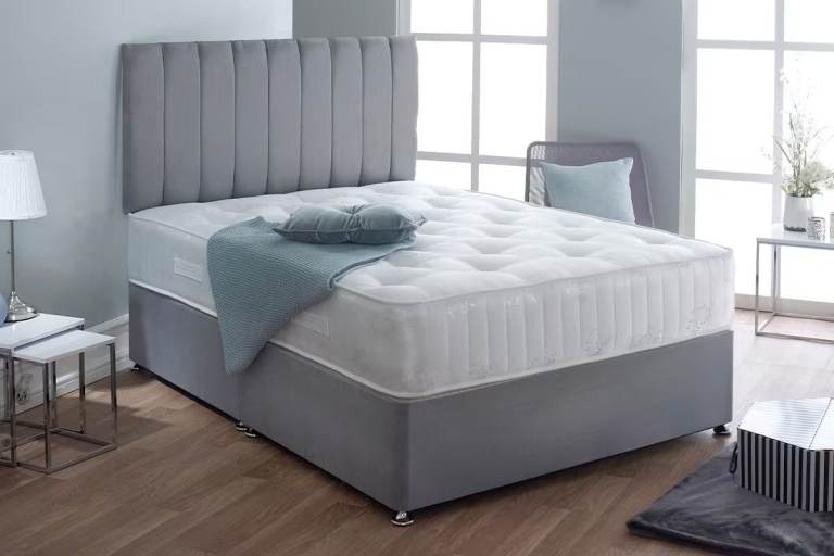GET TODAY DELIVERY === 4ft6 Double Divan Bed With Plain Headboard With Mattress ~ COD