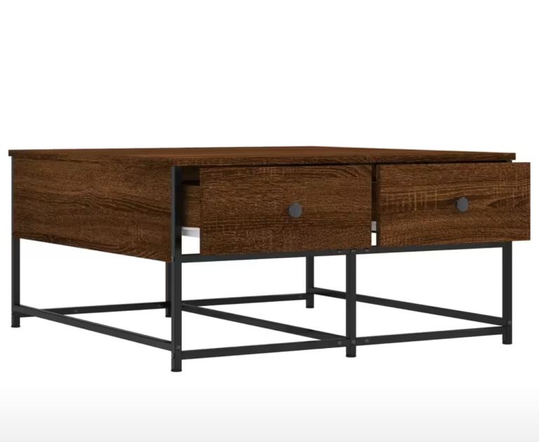 Coffee Table - Brown Oak - 80x80x40 cm - Engineered Wood
