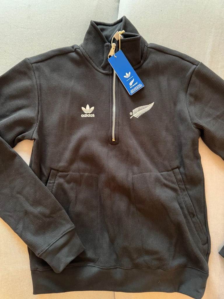 adidas All Blacks Essentials Half-Zip Waffle Sweatshirt