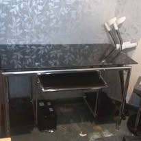FREE Black Glass and Metal Desk with Pull-Out Keyboard Tray
