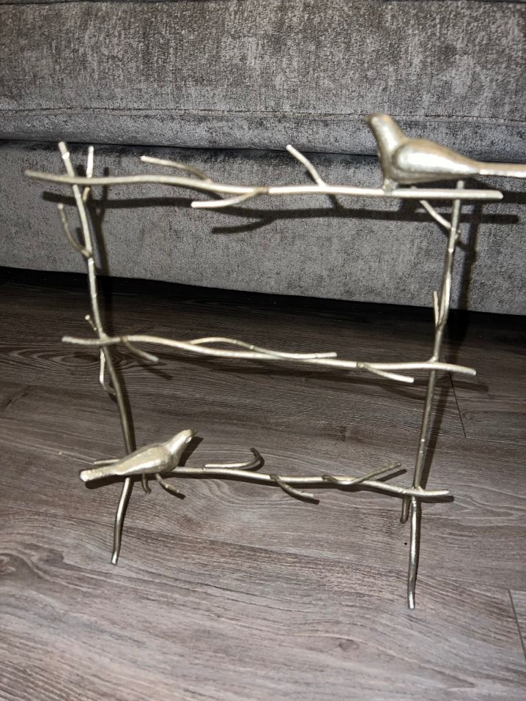 Jewellery Stand Silver Metal with Birds & Twigs