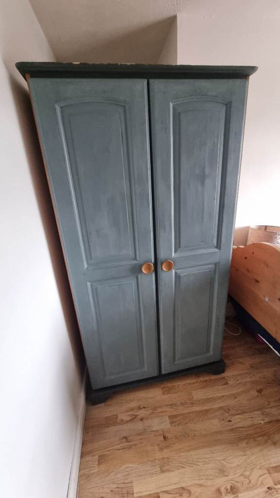 Rustic Blue Ailesbury Pine Wardrobe – Solid Wood, Painted Finish