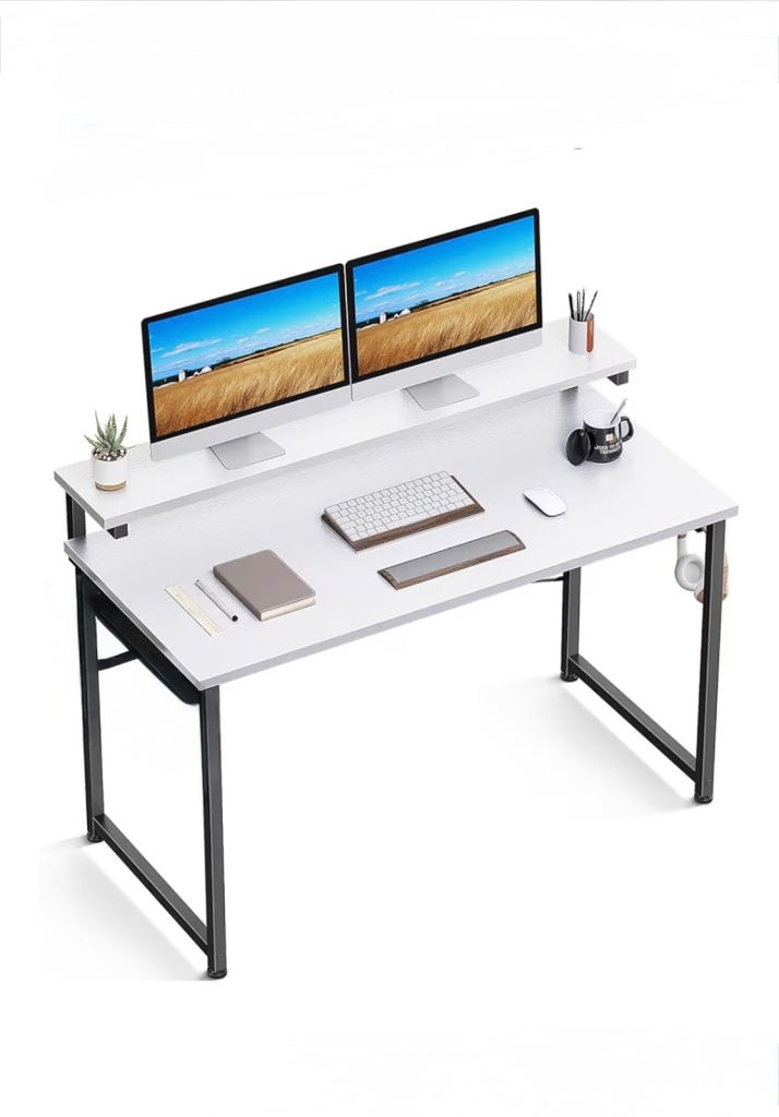 White Office Desk with Monitors – Great Condition
