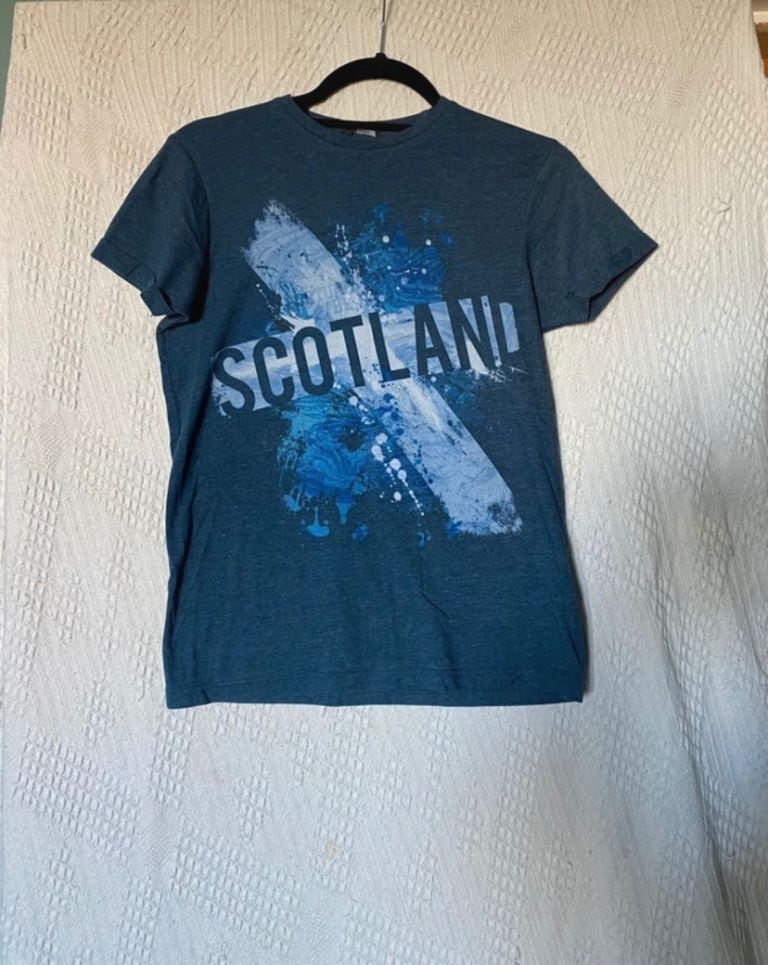 Excellent Condition Blue Denim Scotland Scottish Flag T-Shirt Tee - Age 12-13