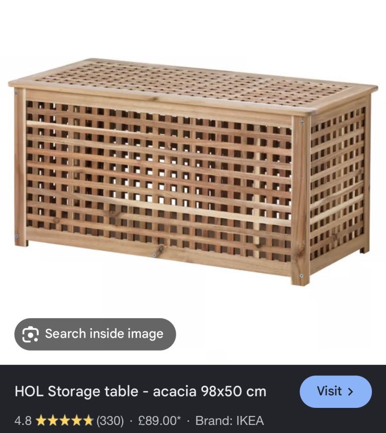 IKEA HOL Acacia Storage Table 98x50 cm