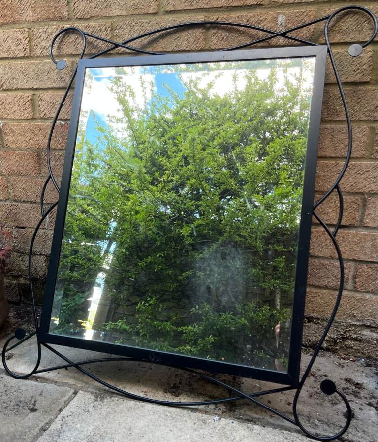 Decorative Black Metal Mirror – Good Condition