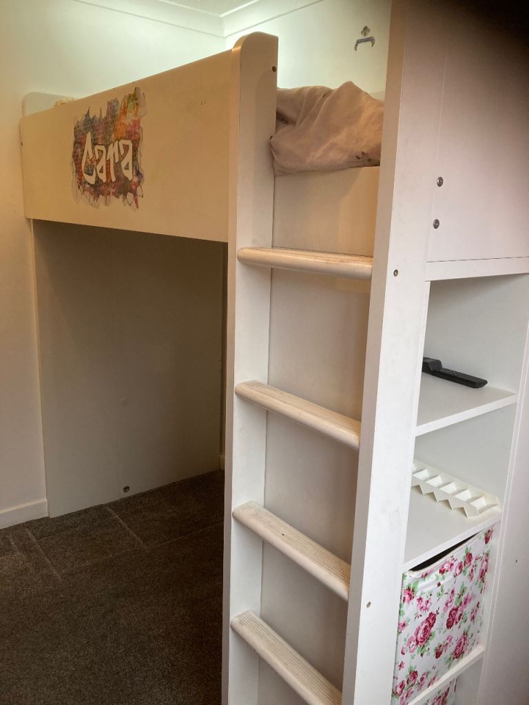 Ikea Smastad White Cabin Bed with Built in Wardrobe - No Desk