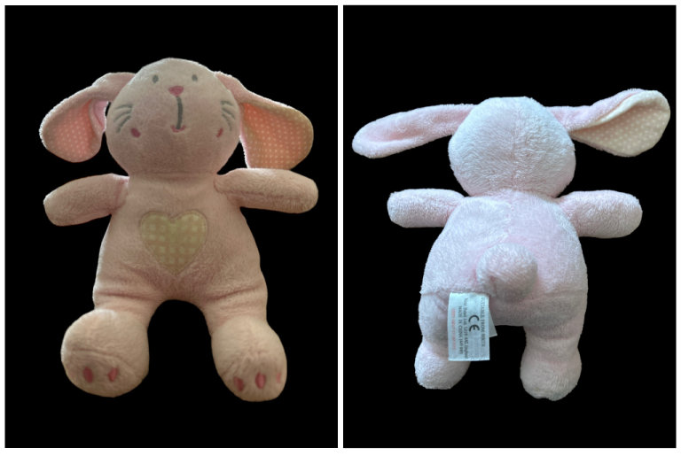 NEXT Baby Pink Newborn Rabbit Patch Teddy Bear Plush Comforter 8” Tall