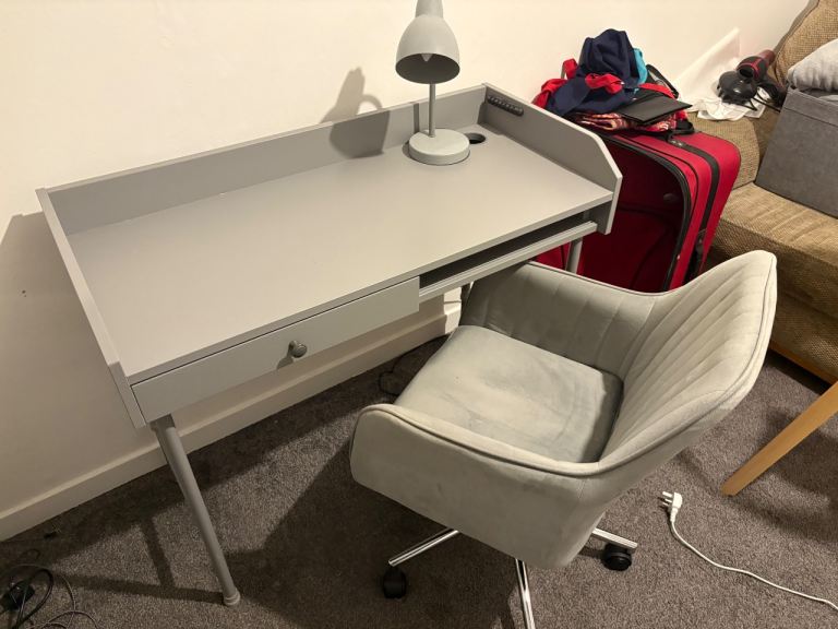 IKEA Hauga desk with chair and desk lamp 