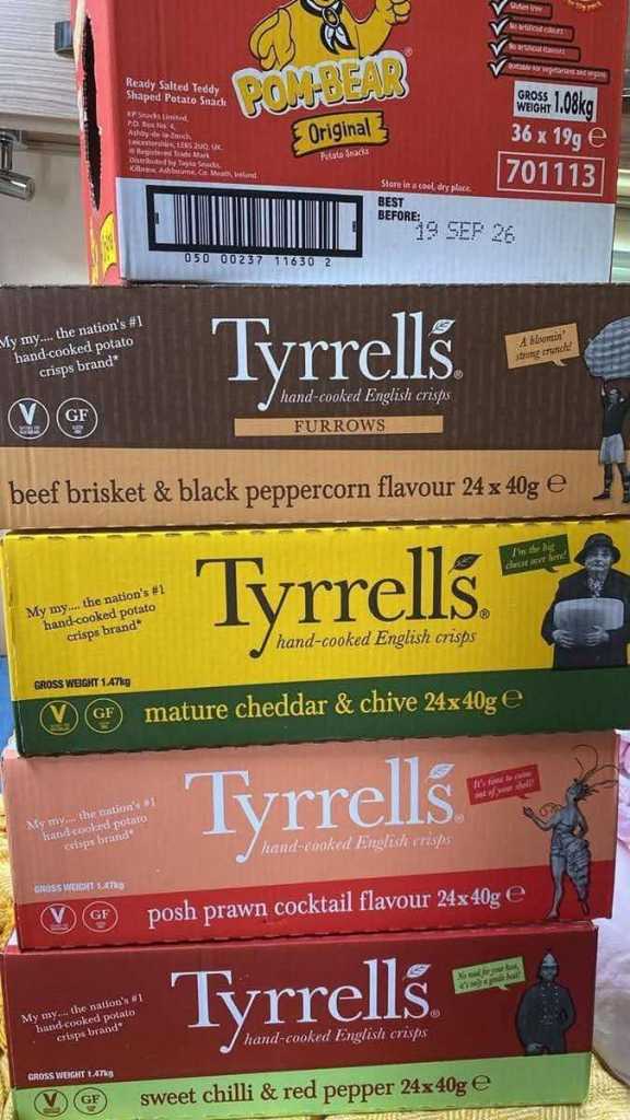 Tyrrells Crisps & Pom-Bears Full boxes New