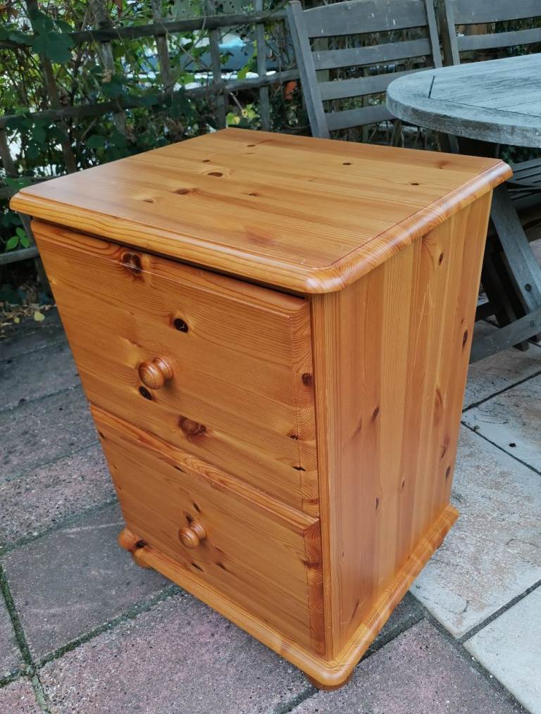 A Good Two Drawer Home Filing Cabinet in Pine