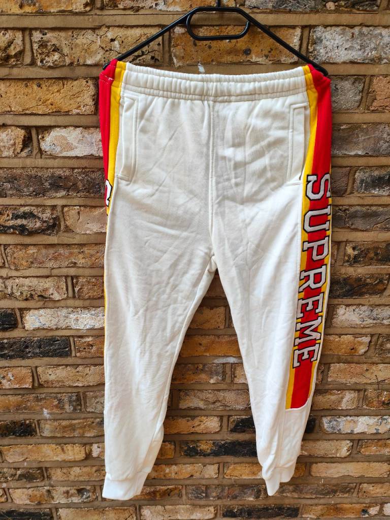 New Men like SUPR.ME Joggers Cotton WHITE size MEDIUM 