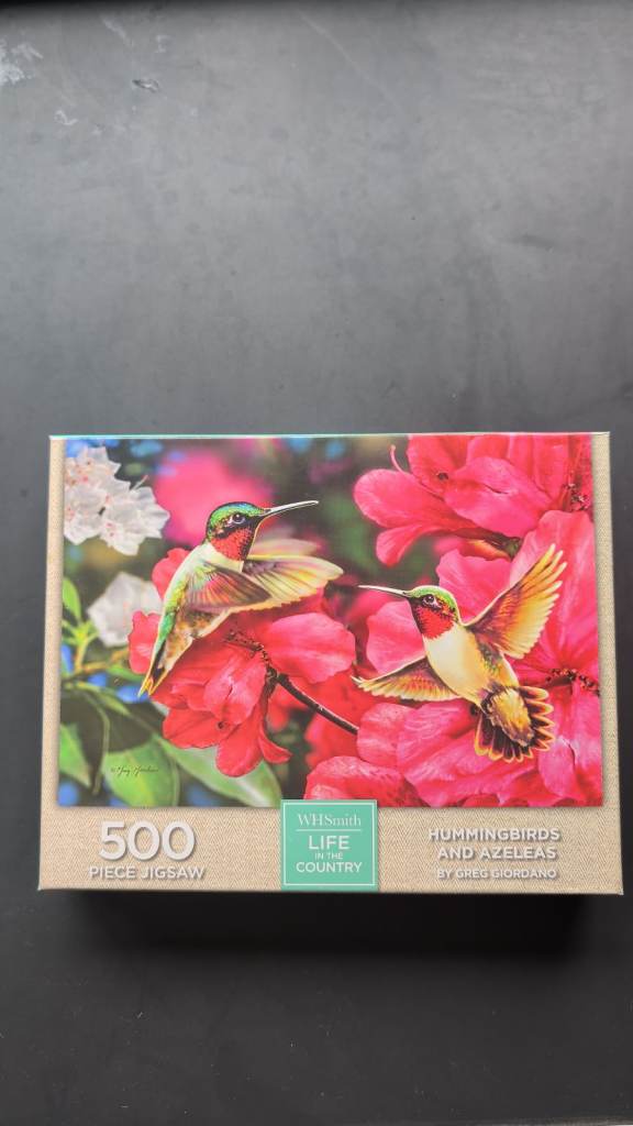 White Mountain 500 Piece Jigsaw Puzzle - Hummingbirds and Azaleas