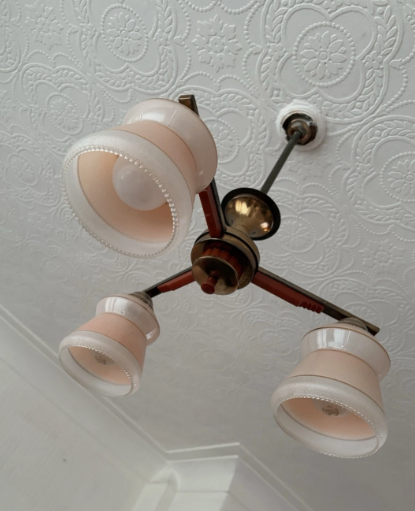 Vintage 1930s Art Deco 3-arm ceiling light - Immaculate Condition - 2 sets