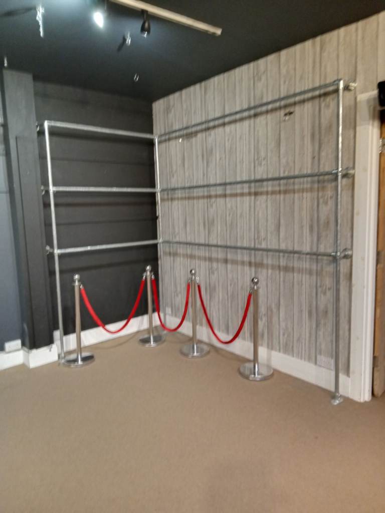 4 X CROWD CONTROL BARRIER POSTS WITH 3 X RED VELVET ROPES Stainless Steel