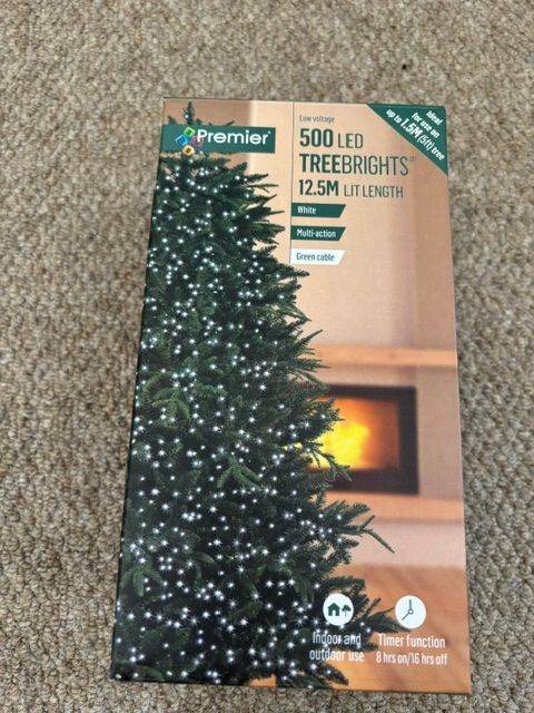 Premier 500 LED Treebrights Christmas Lights - White, New in Box