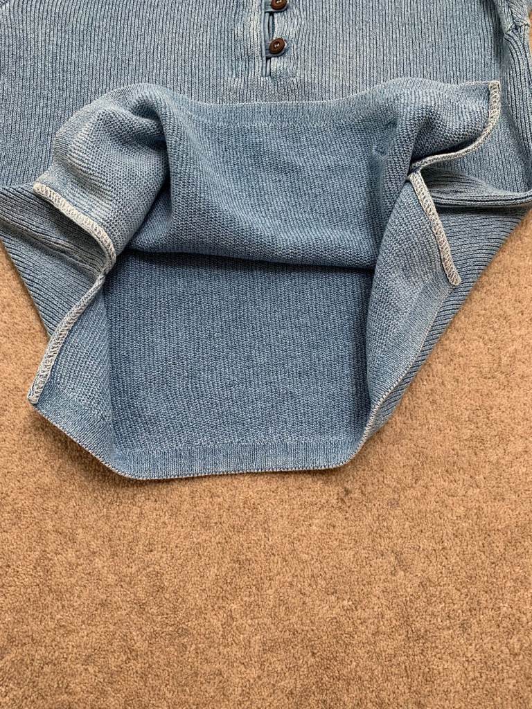 Blue Willis Men's Knitted Cotton Sweater Size S Washed Indigo Blue Dyed colour