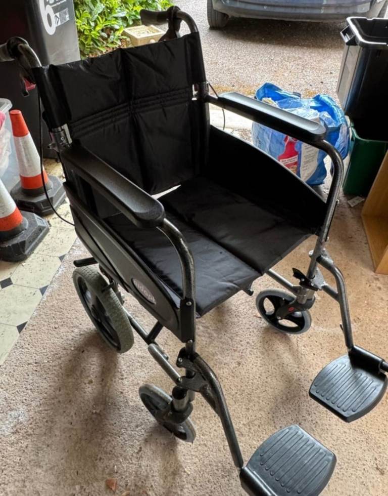 Aidapt Folding Push Wheelchair - Lightweight Aluminium with Hand Brakes