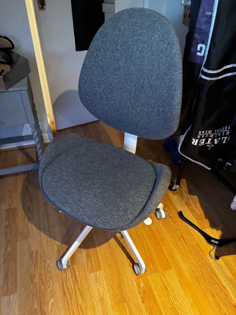 White and grey ikea desk chair 
