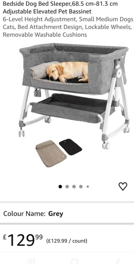 Cot bed puppy/dogs on wheels adjustable heights