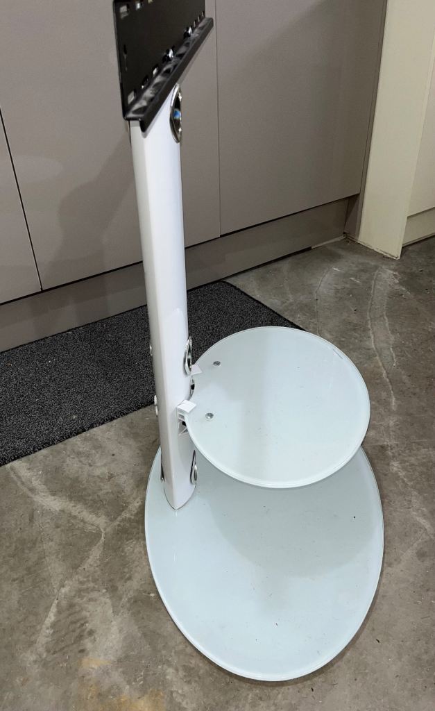 White Oval glass TV Stand 