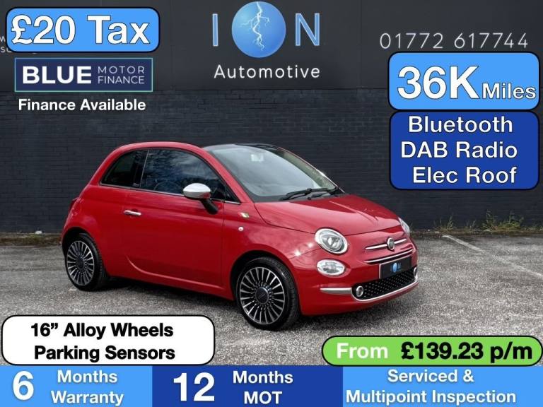 2016 Fiat 500C 1.2 ECO Lounge Convertible *20 Tax, Bluetooth, Sensors, 16 Inch Alloys* Convertibl...