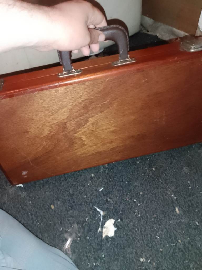 Vintage Wooden Carry Case with Leather Handle