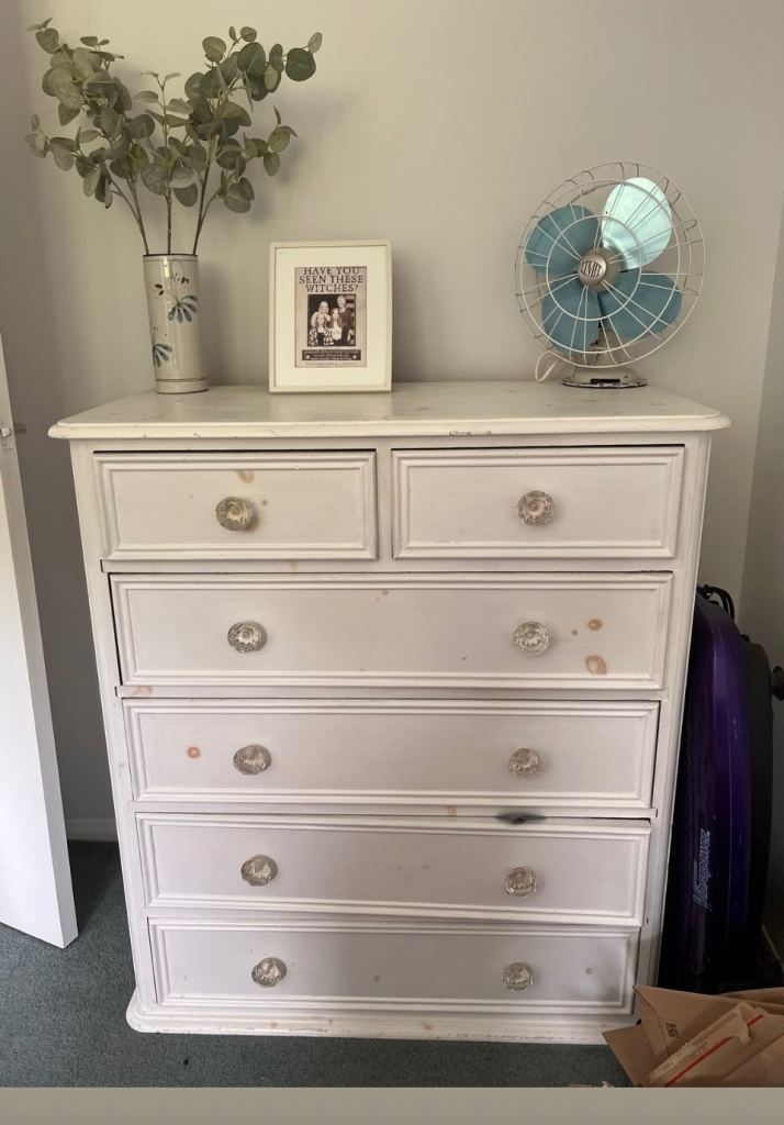Solid pine chest of drawers white painted