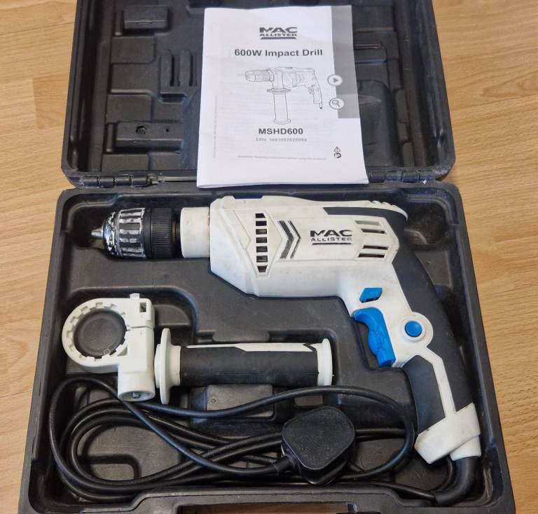 MacAllister MSHD600 600w Electric Drill Tools DIY Workshop Builder  With Case