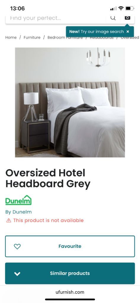 Oversized boutique hotel style headboard 