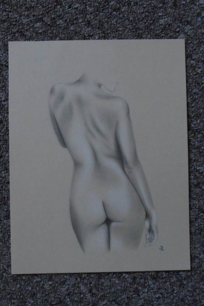 Original Nude Figure Drawing - Grey Tones