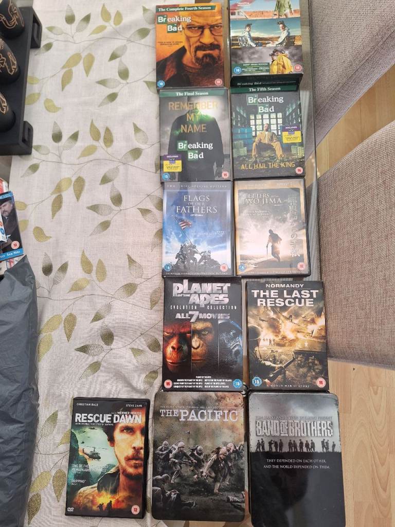 large collection of dvds   inc planet of the apes. band of brothers .pacific