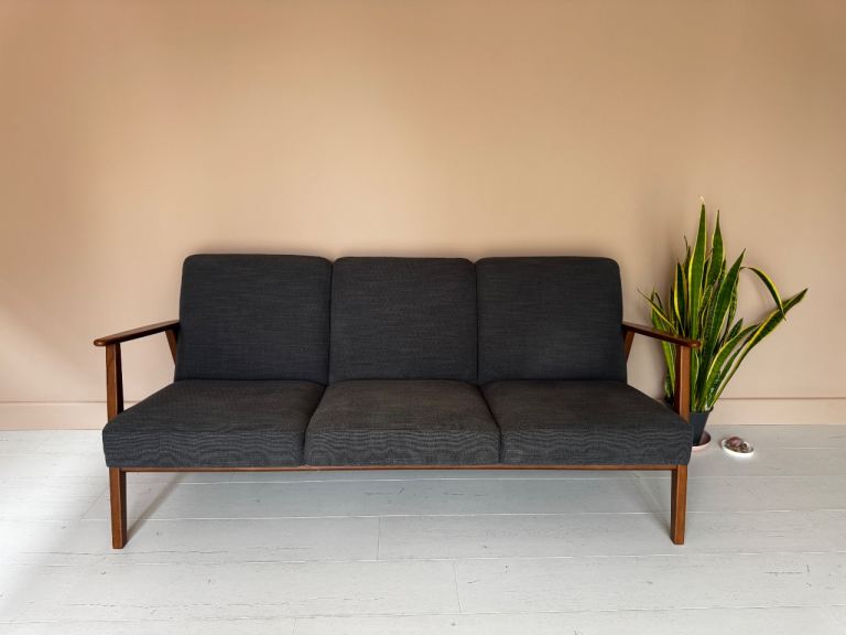 Three-Seater Sofa with Wooden Frame – Good Condition